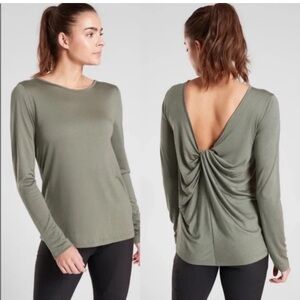 Athleta Waterfall Front Long-Sleeve Top in Laurel Olive